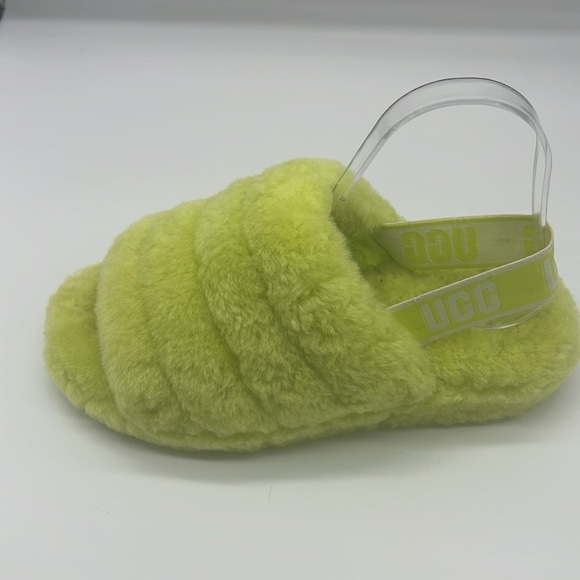 UGG - Fluff Yeah Sli In Lime Green Open Toe Slip On Ankle Strap Sandal Size 8 - Picture 11 of 14
